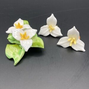 Vintage Adderley Floral Made In England Porcelain Ladies Brooch & Earrings